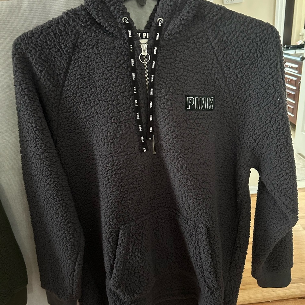 PINK Victoria's Secret Kids Charcoal Sherpa Jacket